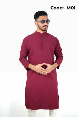 প্রিমিয়াম মাইক্রোস্টিজ সলিড পাঞ্জাবি/ কালার > মেরুন